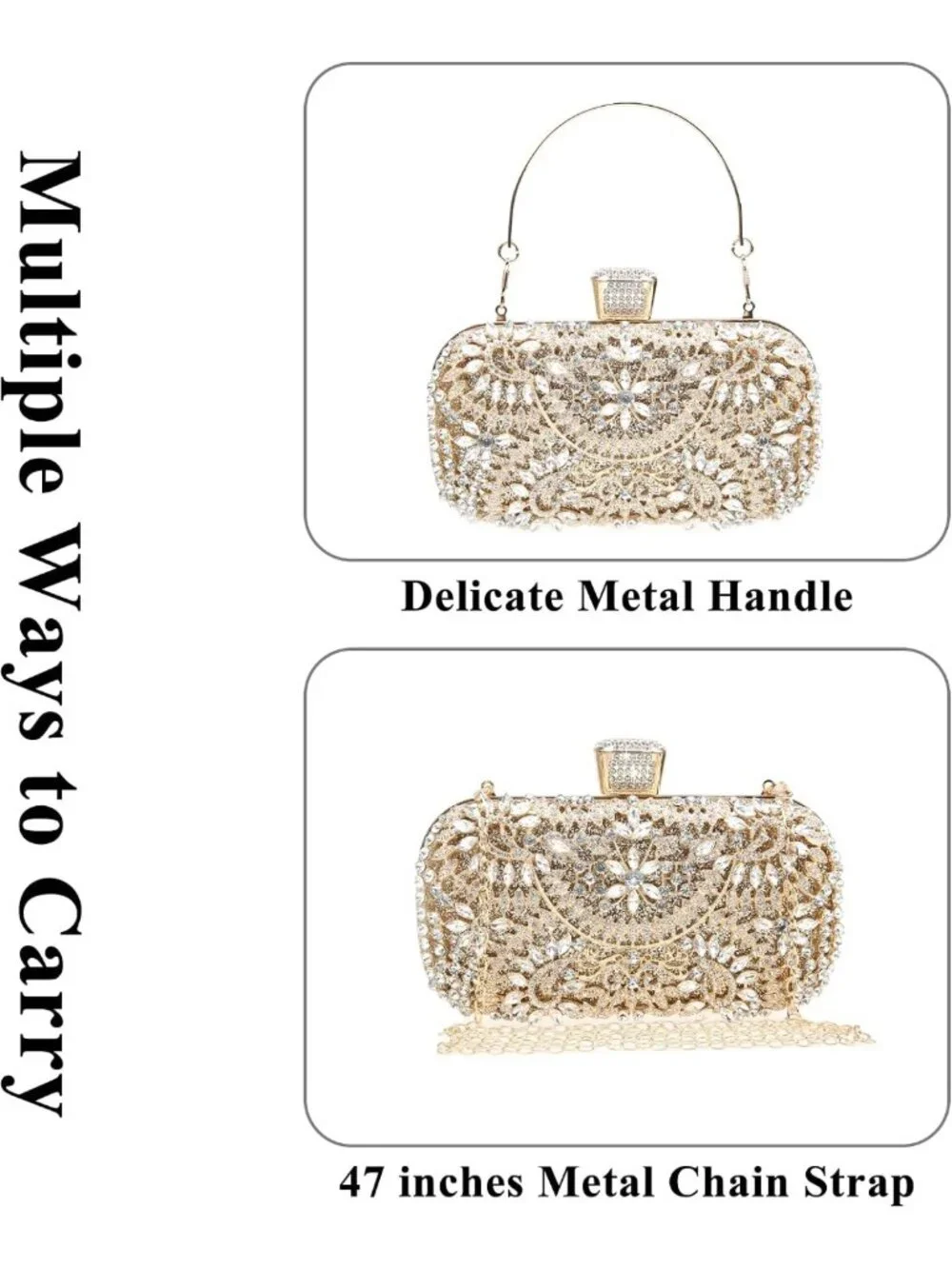 Sparkly Rhinestone Crystal Clutch Bag | Glitter Sequin Evening Purse for